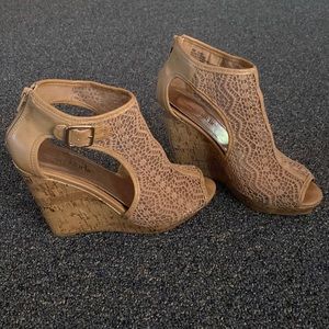 Charming Charlie nude wedges size 8